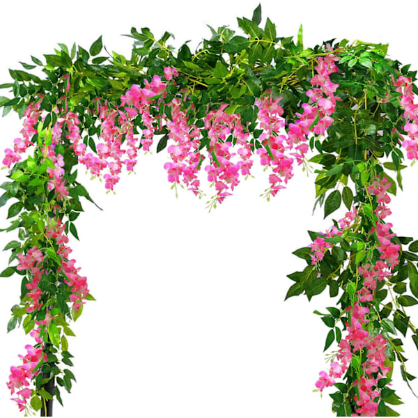 2 kpl Keinotekoinen Wisteria Köynnös Girlande Kasvit Kukat Taide Seremoniaan Koti Häät Koristelu Rose Red