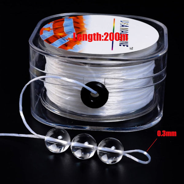 Elastinen nauha rannekoruihin, 0,8 mm valkoinen läpinäkyvä kela, 100 m kirkas, repeytymätön nylon, helmikorujen rannekoruaskarteluun 0.8MM