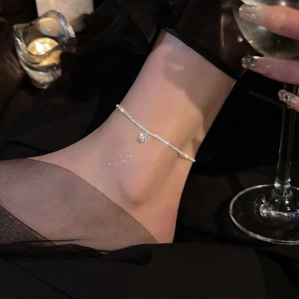 Eksklusivt sølv diamant ankelkæde