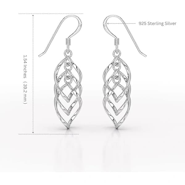 Heather Needham Sterling Sølv Triple Twisted Hængeøreringe til Kvinder - Elegante 39x10mm Sølv Dråbeøreringe