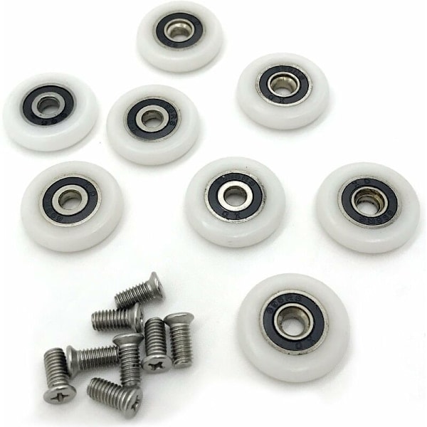 Set med 8 ersättningshjul för duschdörrar, 23 mm diameter