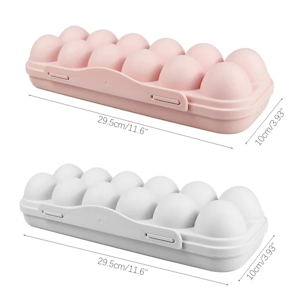 2-pack Egg Storage Container with Lid, 12 Compartment Egg Holder for Refrigerator, Plastic Egg Storage Box, Egg Organizer with Cover Holds 24 Eggs