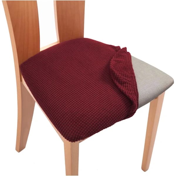 Stolsitsöverdrag Elastisk Jacquard Stretch Våffelmönstrad Stolsöverdrag för Matsal (Vit, 4)