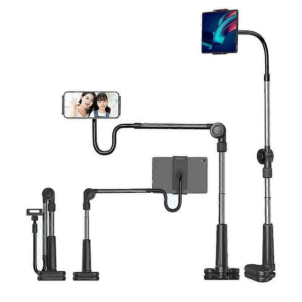 Fritstående Lazy Telefonholder Tablet Desktop Stativ Sort Black