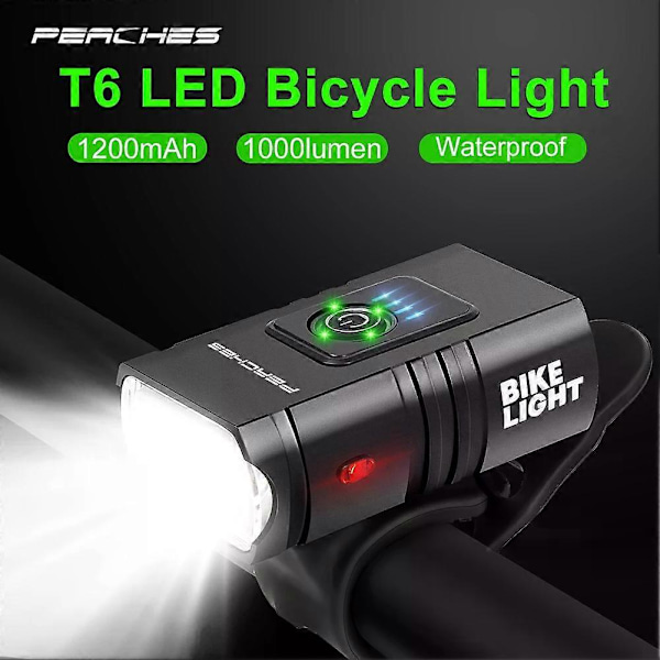 CASA Sykkel LED Lys 1000Lumen Frontlys Sykkel MTB Sykkellys Oppladbar Lampe Lanterna Bicicleta Sykkellykt Bak 2pcs Lamp