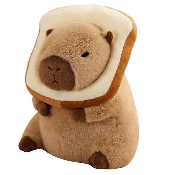 Søt Capybara Plysjpute med Toast Hodeplagg