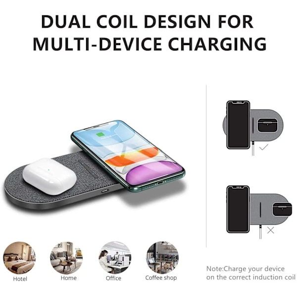 2 i 1 dubbel trådlös laddare 40W för iPhone 15 14 13 12 11 XS XR X 8 AirPods 3 Pro Samsung S23 S22 S21 dubbel snabbladdningsplatta Single 30W