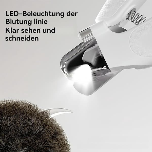 Kjæledyrnegleklipper, 2-i-1 LED elektrisk trimmer og sliper med negleavfallsoppsamler, stillegående for hunder og katter, USB-C, hvit