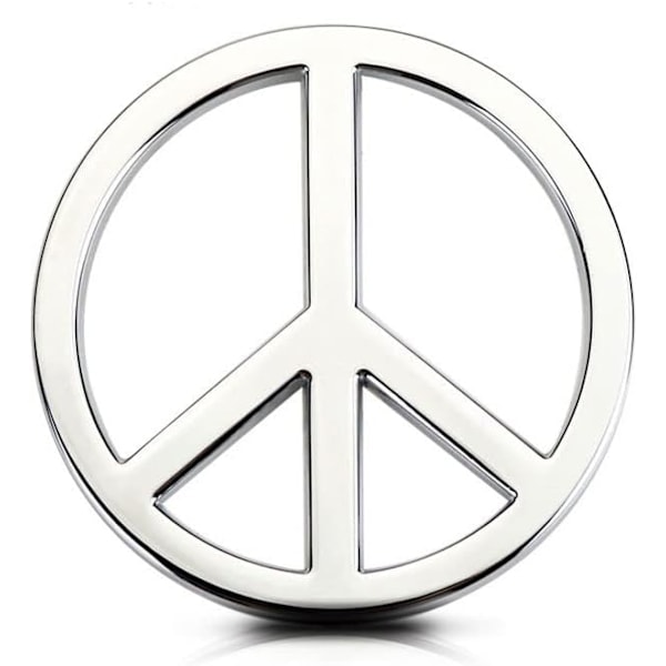 Fredsmärke Bilklistermärke, Fredssymbol Stötfångardekoration, No War Metallemblem Badge (Silver)