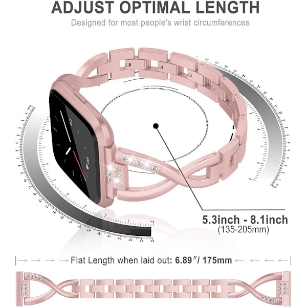 Bling-armband kompatibelt med Fitbit Versa/Versa 2-band för kvinnor