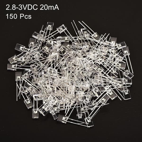 2x5x7mm x LED-lampe, 150 stk rektangulær lyssterk klar lysdiode for elektronisk komponentindikator, hvit