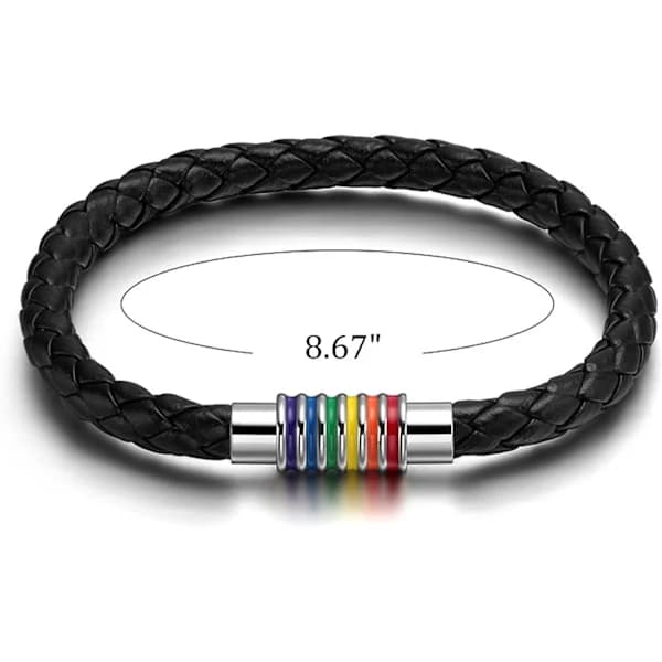 2 STK Titanium Rustfrit Stål Magnet Regnbue LGBT Pride Håndflettet Armbånd