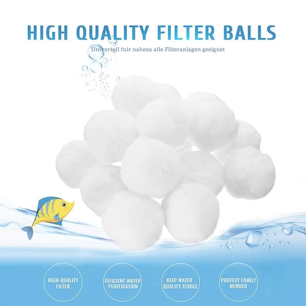 2023 - 700g/8l Filterkugler til Pool, Filterkugler, Fiberfiltermedie til Sandfilter i Pool