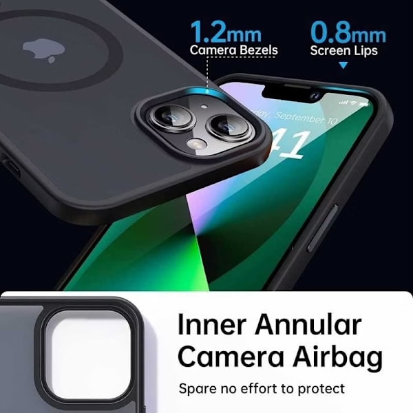 iPhone 13 - MagSafe-kuori Iskun- ja naarmuuntumiskestävä Mattamusta Black