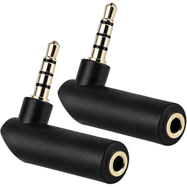 Hovedtelefonadapter 90 Graders Hovedtelefonstik Adapter 3,5 mm Han (sort) (2 stk)