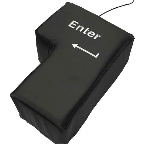 Stor Enter-knap USB Computer Skrivebordspude Kreativ Ventil Enter-tast Håndpude (Sort)