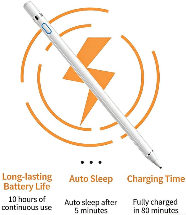Aktiv Stylus Pen med Fin Spids og Hurtig Opladning til iPad Android Tablets og Telefoner Hvid