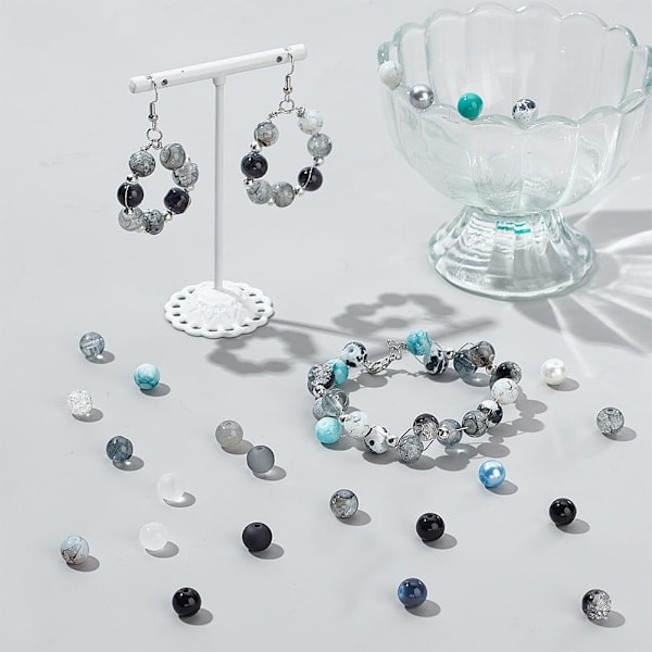 720 stk 8 mm glasperler 24 farver sorte armbåndsperler halskædeperler runde marmor løse perler krystal afstandspærler til armbånd øreringe halskæde