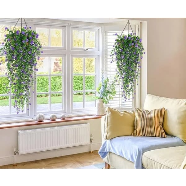 Artificial Fern Vines, Suitable for Indoor and Outdoor Decorations - 3 Bundles, Purple