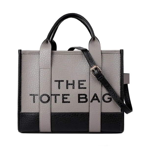 2024 Ny Dame Canvas Taske, Trendy PU Læder Håndtaske, Top Håndtag Taske, Casual Crossbody Taske GRÅ (20cm<Max Længde<30cm)