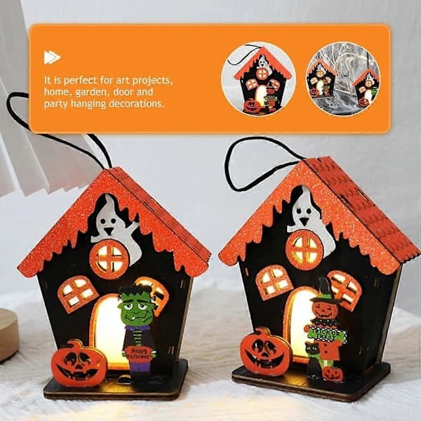 Halloween Gresskarhus Ornament 2 Deler LED-lys