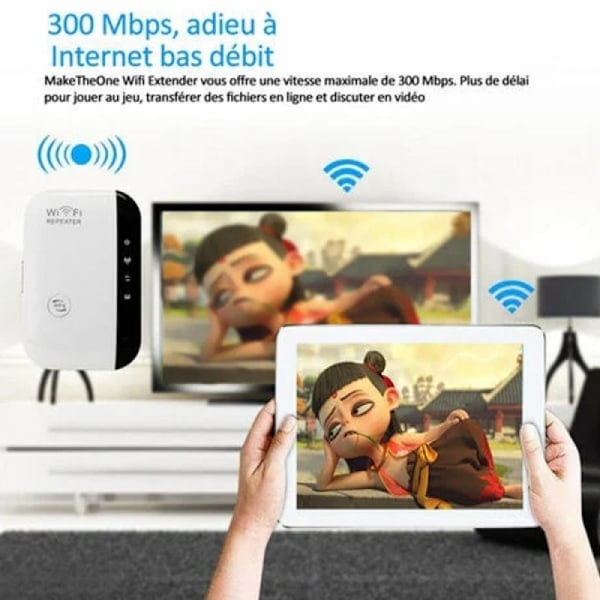 300M Wifi-signalförstärkare Trådlös Repeater Wifi-förstärkare Wifi-räckviddsförlängare för hemmakontor Vit