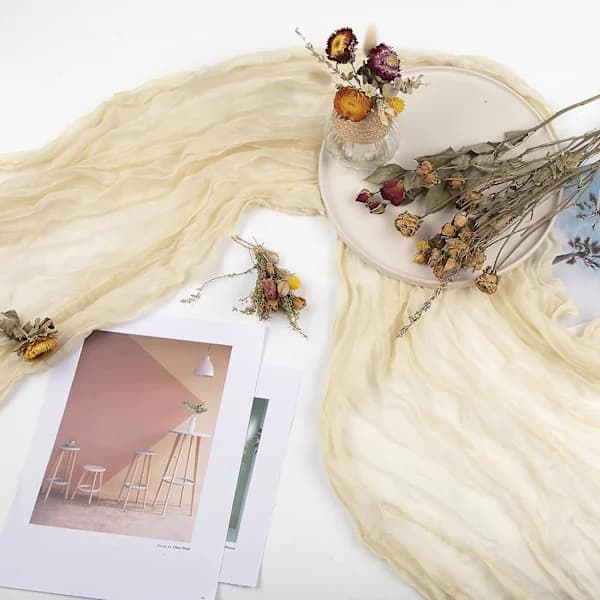 Ostduk Bordløper - Boho Rustikk Dekor For Bryllup Og Fødselsdagsfest (beige)