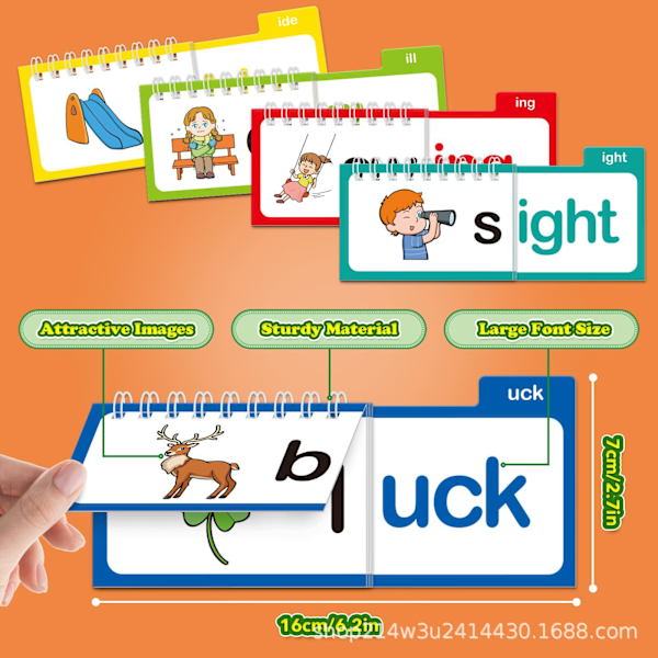 Bogstavlyde Flashcards Lær at læse Fonetik Flashkort Læse og Rime Flipbøger