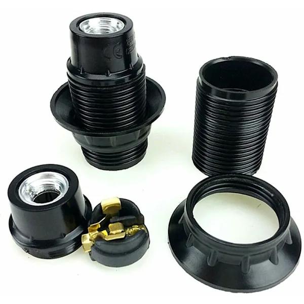 Svart E14 Lamphållare, 4-pack E14 Socklar, E14 Sockellampa, Solid Lampfot, Svart Sockeladapter