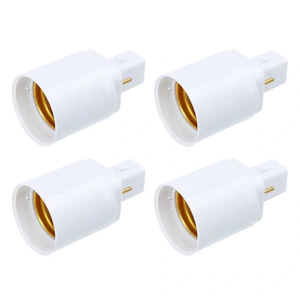 4 stk. Profesjonell G24D til E27 2-pins Lyskontakt Adapter Lampeholder