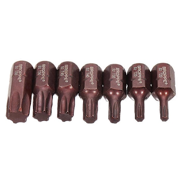 CASA 7 stk. T20-55 Torx skruetrækkerbit S2 stål 10 mm sekskant til slagskruetrækker T20/T25/T30/T40/T45/T50/