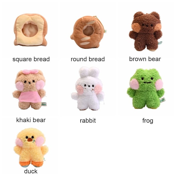 Brødserie Tegnet plysdukke Kawaii Frø And Ornament Fyldt nøglering.CA square bread
