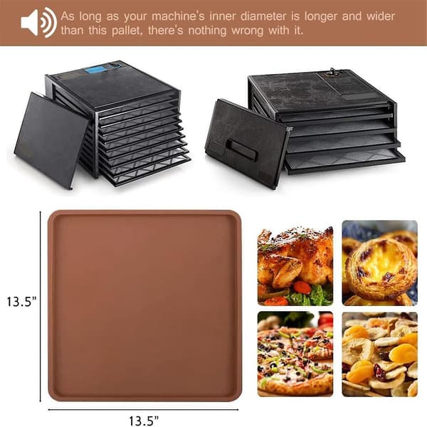 6 Pak Silikone Dehydrator Ark Med Kant Til 14x14tommer Bakker, Nonstick Silikone Tørre Ark Mult