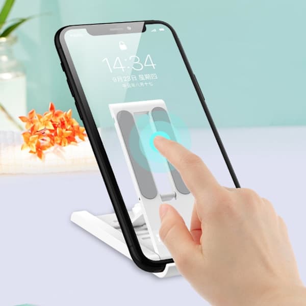 Foldbart teleskopisk bordstativ til mobiltelefon