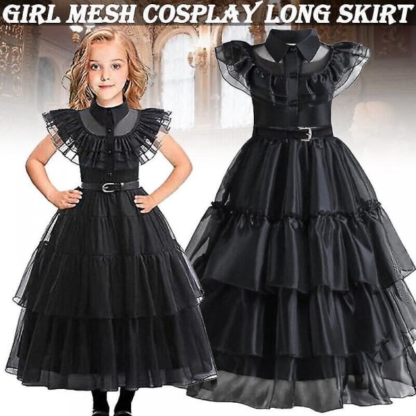 Barnkläder Maskeraddräkter Halloween Dress Belt Bag Gloves Wig 130cm