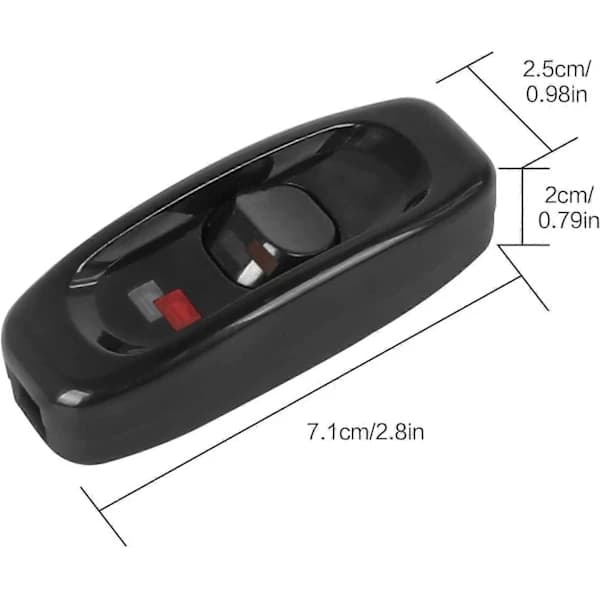 [CA] 6 stk. Lampestrømafbrydere, vippestrømafbryder 250V 10A Ledningsstrømafbryder Mellemstrømafbryder med LED-indikator (Sort)