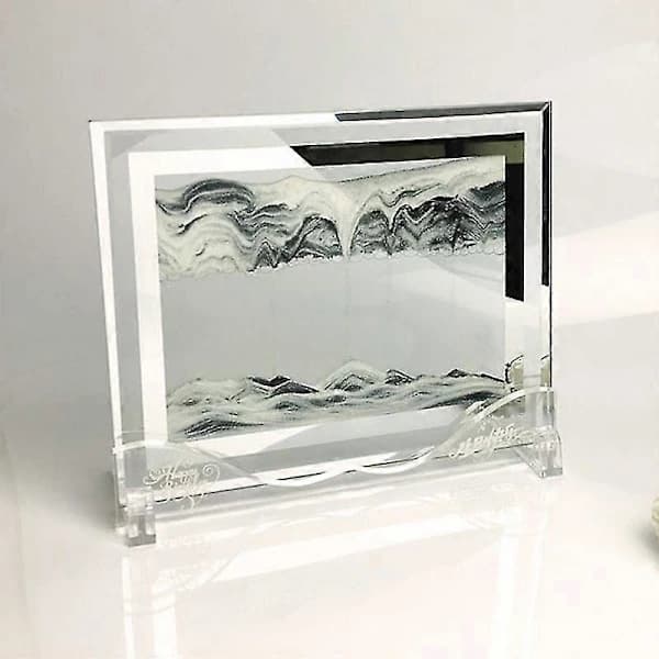 3D Landskap Rörlig Sandmålning Dynamisk Sandbild Flödande Sandmålning Timglas Dekor Blå 18.5x22cm