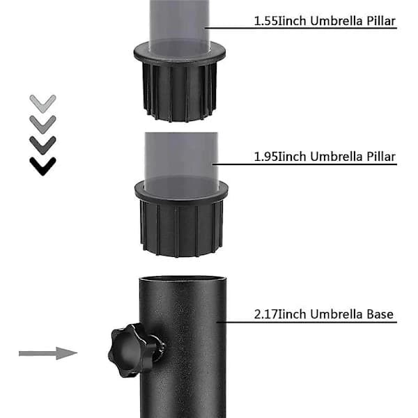 [CA] 2 Sæt Udendørs Parasolfod Stativ Reservedele Parasolfodbeslag Hulring Prop CovBY Sort