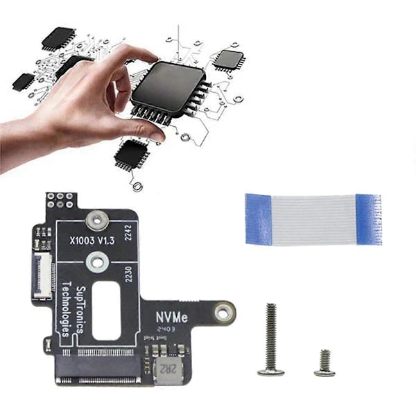 Raspberry Pi 5 PCIe - M.2 NVMe HAT SSD MINI -sovitinkortti, musta