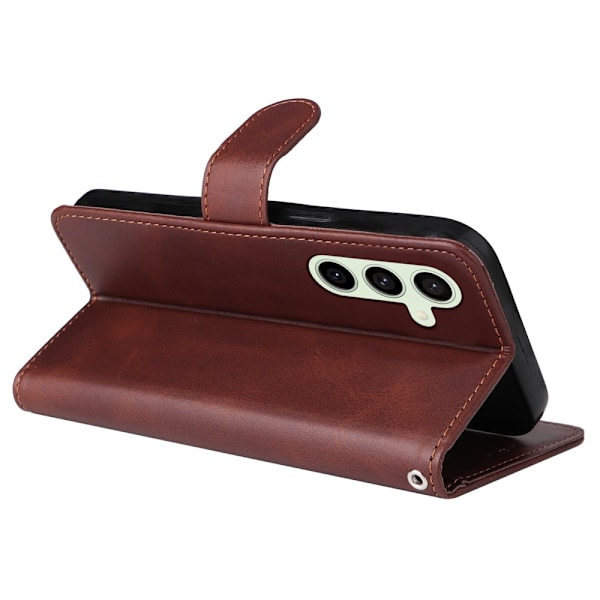SKALO Samsung S24 FE PU-Läder Plånboksfodral - Flera färger Brown Brun