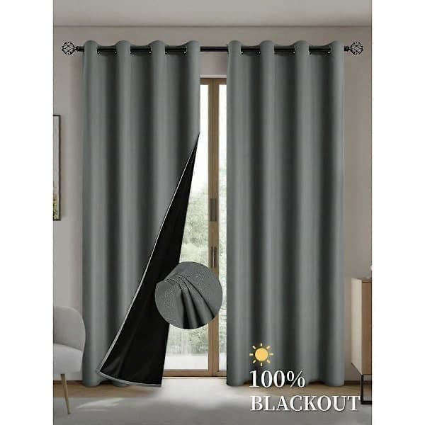Mörkläggningsgardiner med isolerande foder i polyester för vardagsrum, sovrum, kök, mörkgrå 100 x 160 cm 1 panel med öljetter dark grey 100X160CM 1PCS&Grommet Top