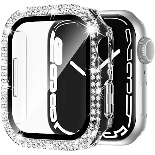 Bling Glass+ cover för Apple Watch Case 45mm 41mm 40mm 44mm 42mm 38mm Diamant stötfångare+skärmskydd iwatch series 7 9 8 5 6 SE C clean C clean C clean 38mm Series 321