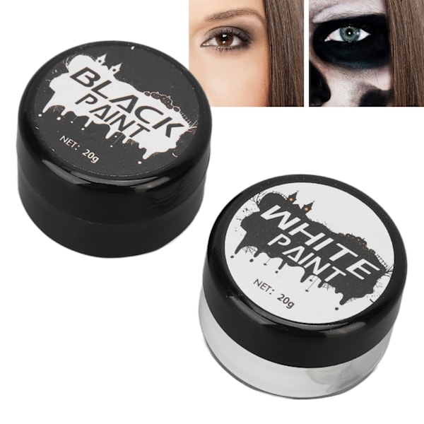 Halloween Ansiktsmålning Kit Svart & Vit Högpigmenterad Ansikts- & Kroppsfärg för DIY Cosplay Temafester