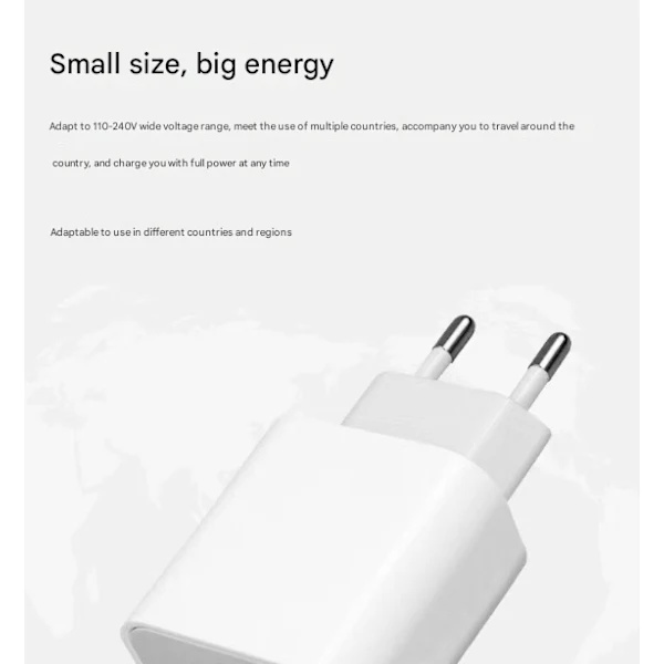 Charger for Android/Apple - Fast Charger 20W USB-C - USB-C, adapter + 2m cable White, multiple sizes available (Multiple combinations available)...