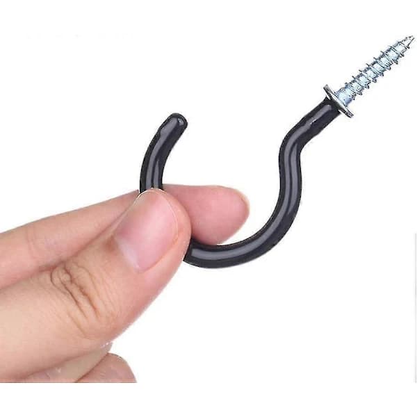 [CA] Krog til kopper 18 stk. 7,4 cm skruekrog til loft kopholder plastbelagt sort hvid--