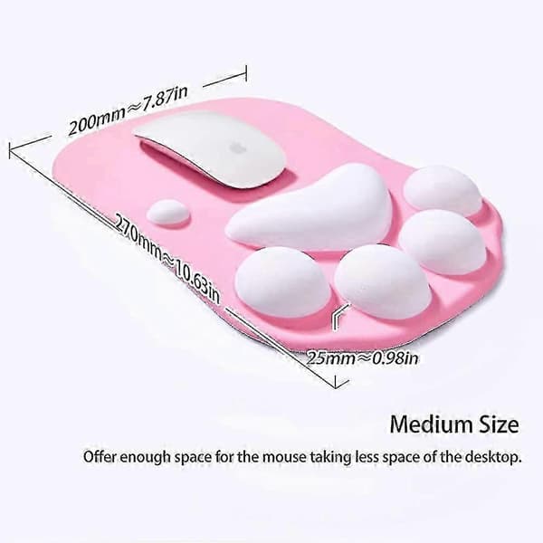 Musematte med håndleddsstøtte. Ergonomisk musematte. Kawaii katt-musematte. Silikon