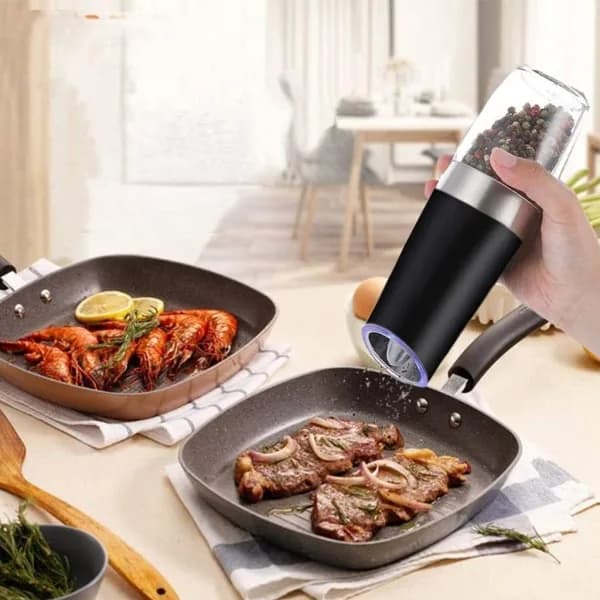 2 Electric Salt and Pepper Grinders with LED Light