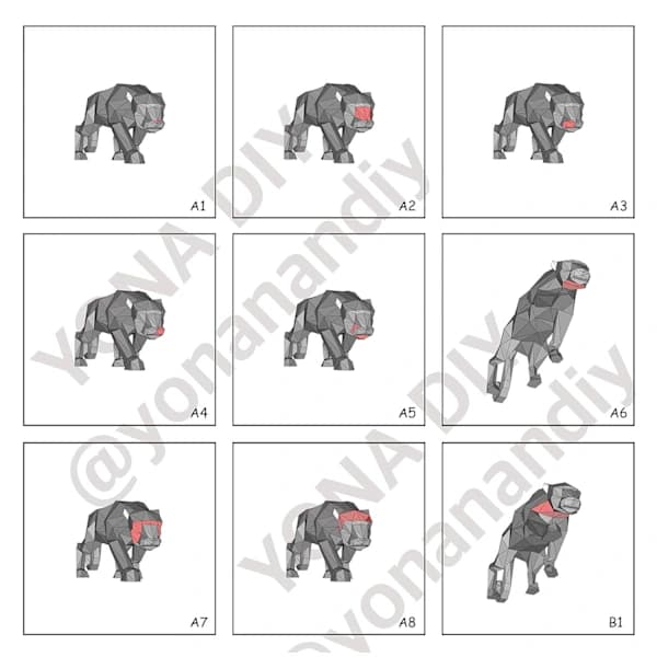 pc Panter, DIY Papirkunst Kit, Papirleopard, Dekoration, Hjem