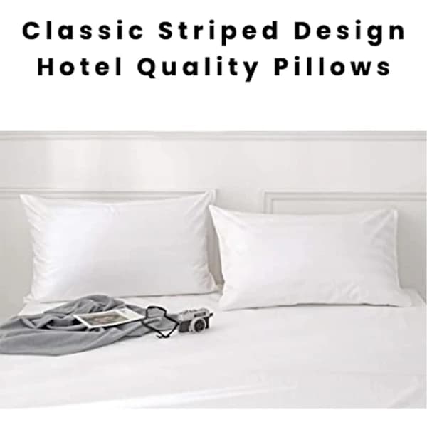 [CA] 2-pack randiga kuddar, hotellkvalitet satinkudde med hålfiber