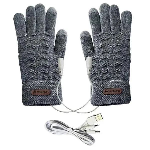 Vinter Full Finger Strikkede Oppvarmede Hansker 45°C USB Oppladbart Termisk Utstyr for Kvinner